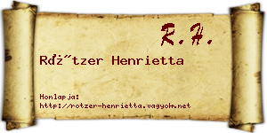 Rötzer Henrietta névjegykártya